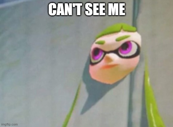 Woomy in the wall glitch splatoon | CAN'T SEE ME | image tagged in woomy in the wall glitch splatoon | made w/ Imgflip meme maker