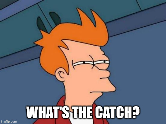 Futurama Fry Meme | WHAT'S THE CATCH? | image tagged in memes,futurama fry | made w/ Imgflip meme maker