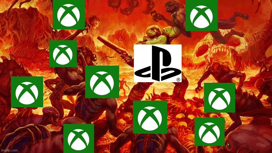 Playstation is just better | image tagged in doomguy,ps4 | made w/ Imgflip meme maker