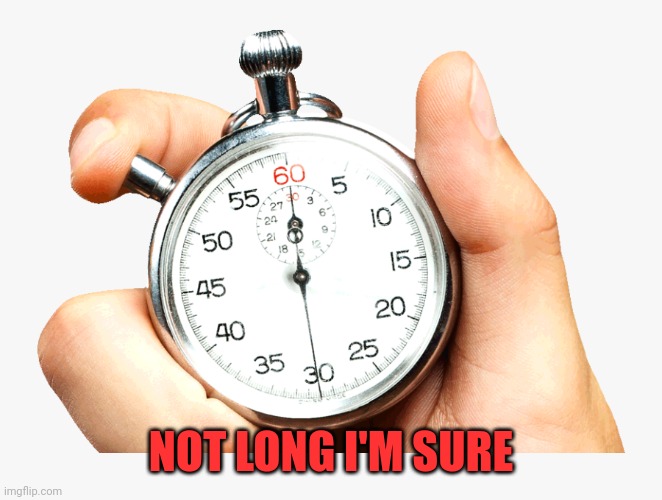 Stop watch | NOT LONG I'M SURE | image tagged in stop watch | made w/ Imgflip meme maker