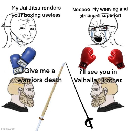 Hand to hand vs armed martial arts | image tagged in memes,funny | made w/ Imgflip meme maker