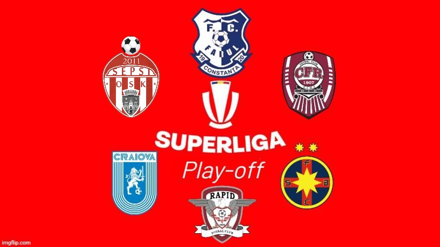 Liga 1 - SuperLiga play-off 2023 Poster | image tagged in liga 1,fcsb,cfr cluj,craiova,fotbal,romania | made w/ Imgflip meme maker
