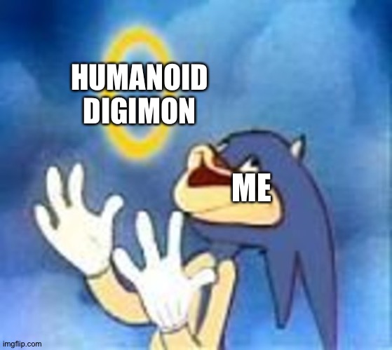 Joyful Sonic | HUMANOID DIGIMON; ME | image tagged in joyful sonic | made w/ Imgflip meme maker