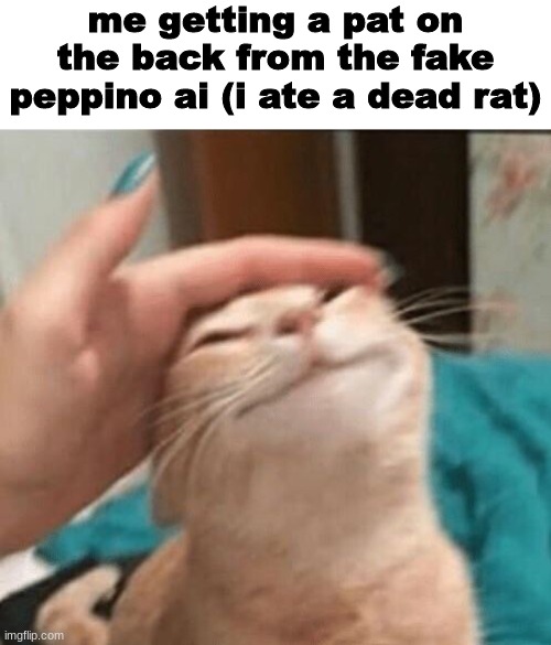 vyg | me getting a pat on the back from the fake peppino ai (i ate a dead rat) | made w/ Imgflip meme maker