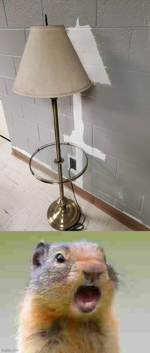 Lamp | image tagged in gasp,wall,lamp,paint,you had one job,memes | made w/ Imgflip meme maker