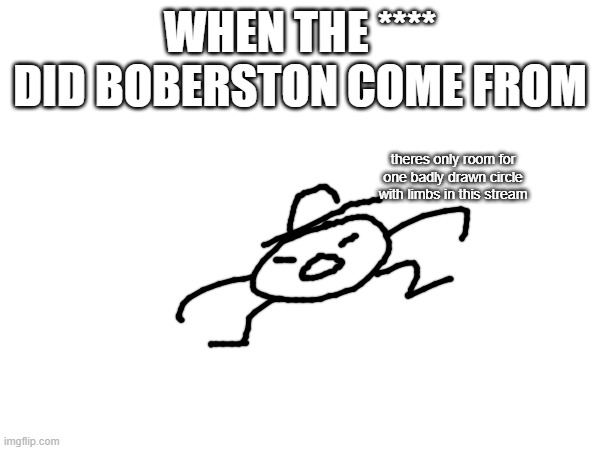 like what | WHEN THE **** DID BOBERSTON COME FROM; theres only room for one badly drawn circle with limbs in this stream | made w/ Imgflip meme maker