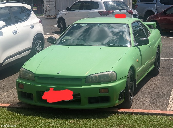 One of the teachers at my school has an R34 | image tagged in nissan skyline r34 | made w/ Imgflip meme maker