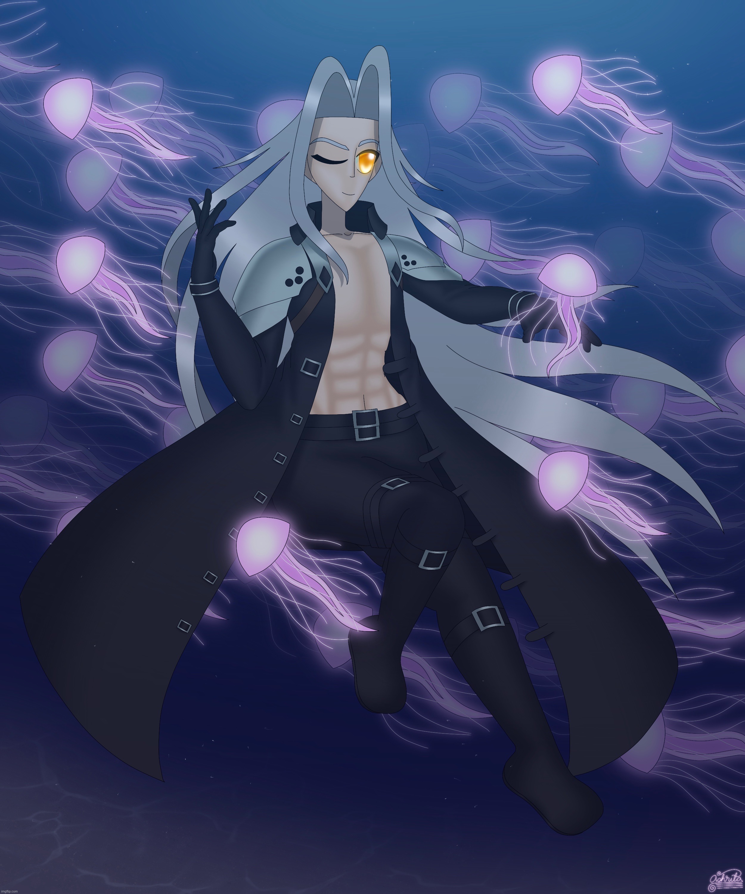 Finished jellyfish sketch (awesome -potat) | made w/ Imgflip meme maker