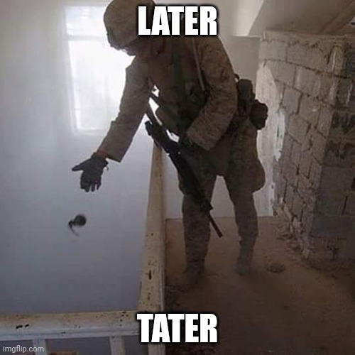 Grenade Drop | LATER TATER | image tagged in grenade drop | made w/ Imgflip meme maker