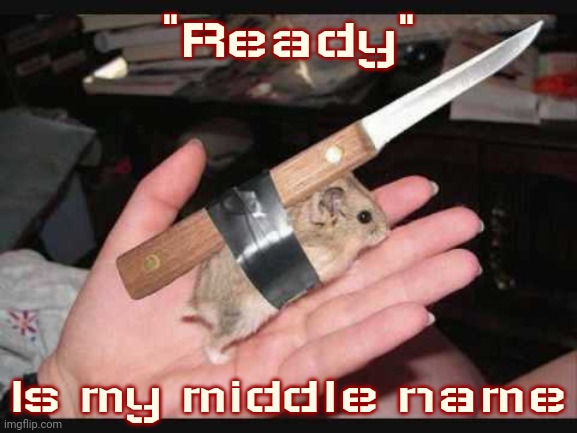 Lock and Load Hamster | "Ready" Is my middle name | image tagged in lock and load hamster | made w/ Imgflip meme maker