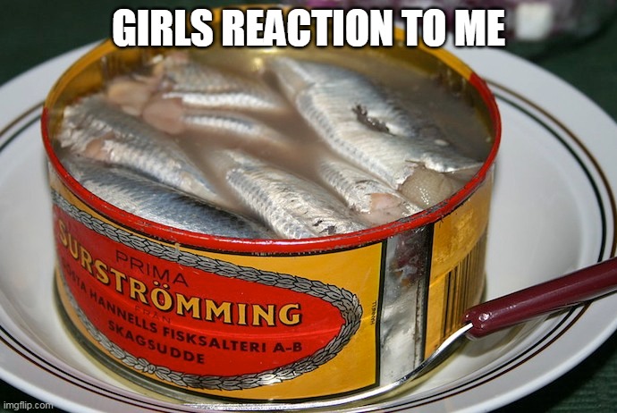 GIRLS REACTION TO ME | image tagged in surstromming | made w/ Imgflip meme maker