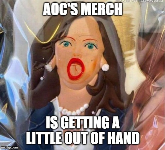 aoc merch | AOC'S MERCH; IS GETTING A LITTLE OUT OF HAND | image tagged in aoc,crazy aoc | made w/ Imgflip meme maker