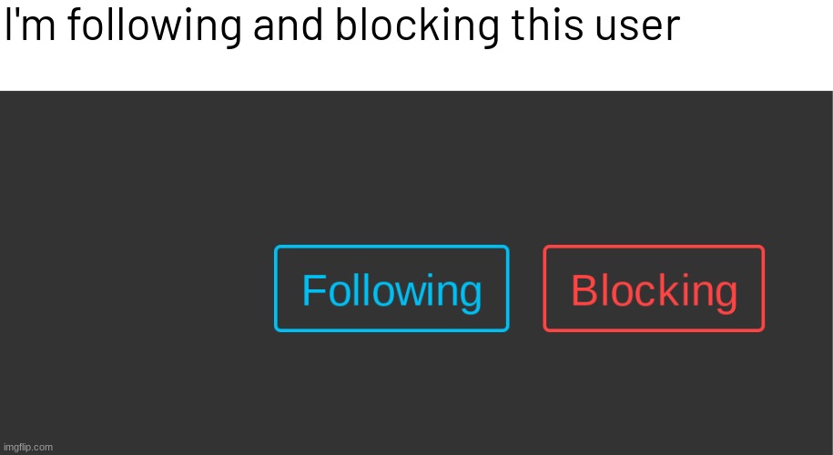 I'm following and blocking this user | made w/ Imgflip meme maker