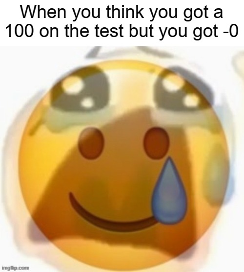 my grades are in the toilet rn | When you think you got a 100 on the test but you got -0 | image tagged in im okay but not really,memes | made w/ Imgflip meme maker