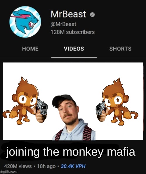 MrBeast thumbnail template | joining the monkey mafia | image tagged in mrbeast thumbnail template,meme,oh wow are you actually reading these tags,stop reading the tags | made w/ Imgflip meme maker