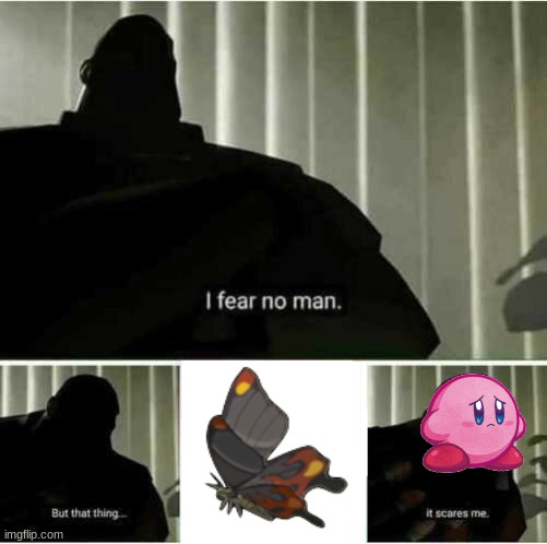 its all fun and games until the butterfly walks in! | image tagged in i fear no man | made w/ Imgflip meme maker