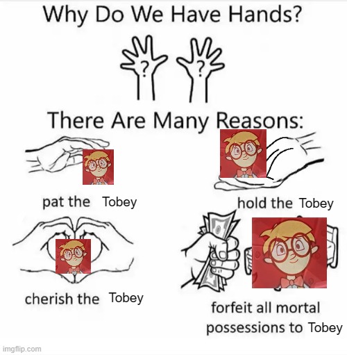 tobey uwu | Tobey; Tobey; Tobey; Tobey | image tagged in why do we have hands all blank,wordgirl,tobey,uwu | made w/ Imgflip meme maker