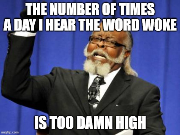 Too Damn High | THE NUMBER OF TIMES A DAY I HEAR THE WORD WOKE; IS TOO DAMN HIGH | image tagged in memes,too damn high,AdviceAnimals | made w/ Imgflip meme maker