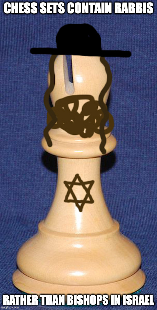 Chess Rabbi | CHESS SETS CONTAIN RABBIS; RATHER THAN BISHOPS IN ISRAEL | image tagged in chess,memes | made w/ Imgflip meme maker