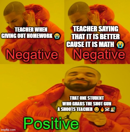 Teacher when she has gave out home way to much | TEACHER SAYING THAT IT IS BETTER CAUSE IT IS MATH 😭; TEACHER WHEN GIVING OUT HOMEWORK 😭; THAT ONE STUDENT WHO GRABS THE SHOT GUN A SHOOTS TEACHER 😊🔥☠👩‍🏫 | image tagged in none of my business | made w/ Imgflip meme maker