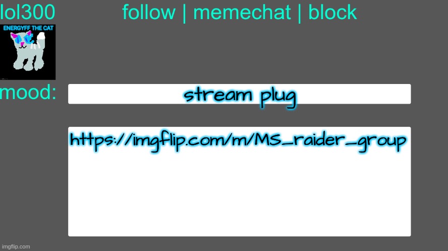 make fun of raiders | stream plug; https://imgflip.com/m/MS_raider_group | image tagged in lol300 announcement temp 3 | made w/ Imgflip meme maker
