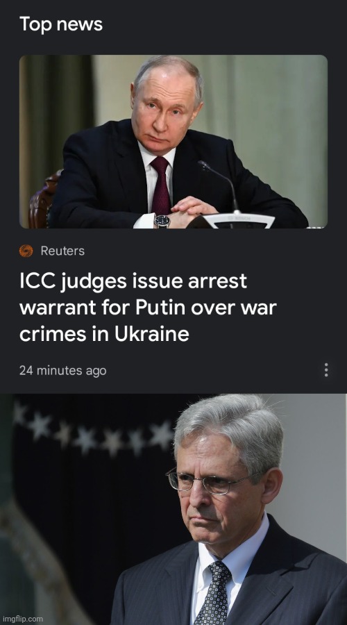 At least someone is setting an example. | image tagged in bad guy putin,get him,justice,ukrainian lives matter,worried merrick garland,maga terrorism | made w/ Imgflip meme maker