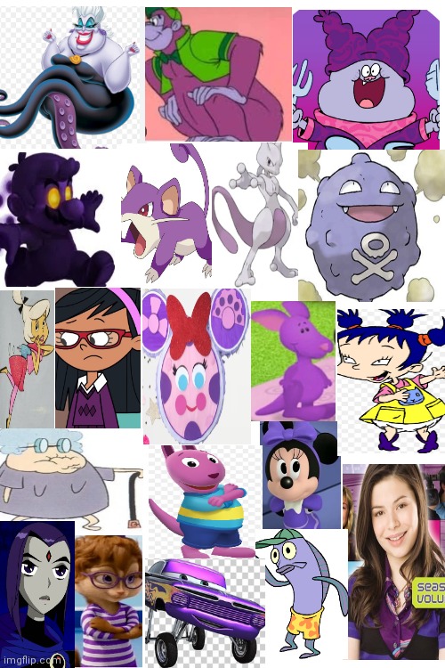 Characters that are purple part 2 | image tagged in cartoons | made w/ Imgflip meme maker