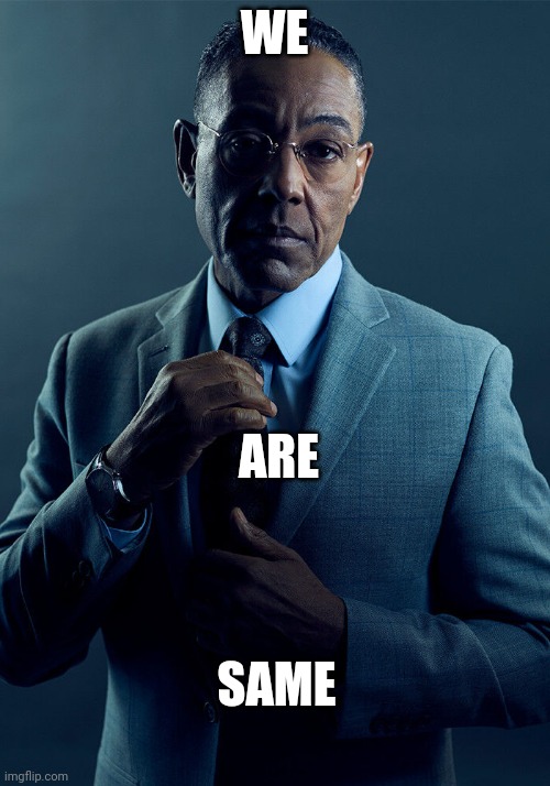 Gus Fring we are not the same | WE ARE SAME | image tagged in gus fring we are not the same | made w/ Imgflip meme maker