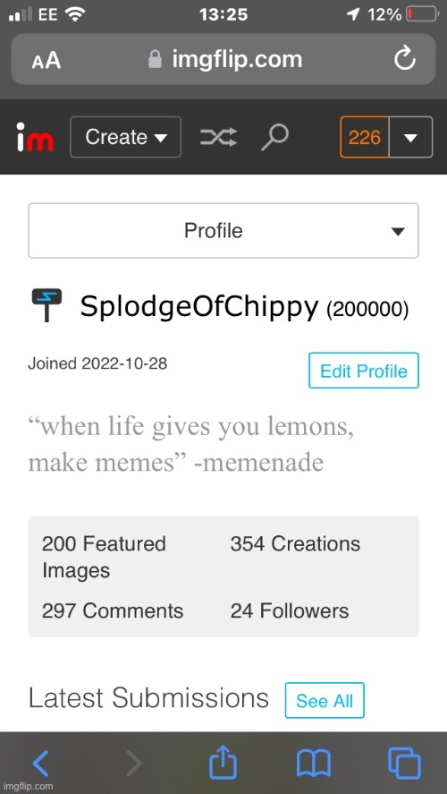 I captured the moment I got to 200k points! (This was from quite a while ago, but I didn’t think of uploading it until now | image tagged in idk what to put in the tags | made w/ Imgflip meme maker
