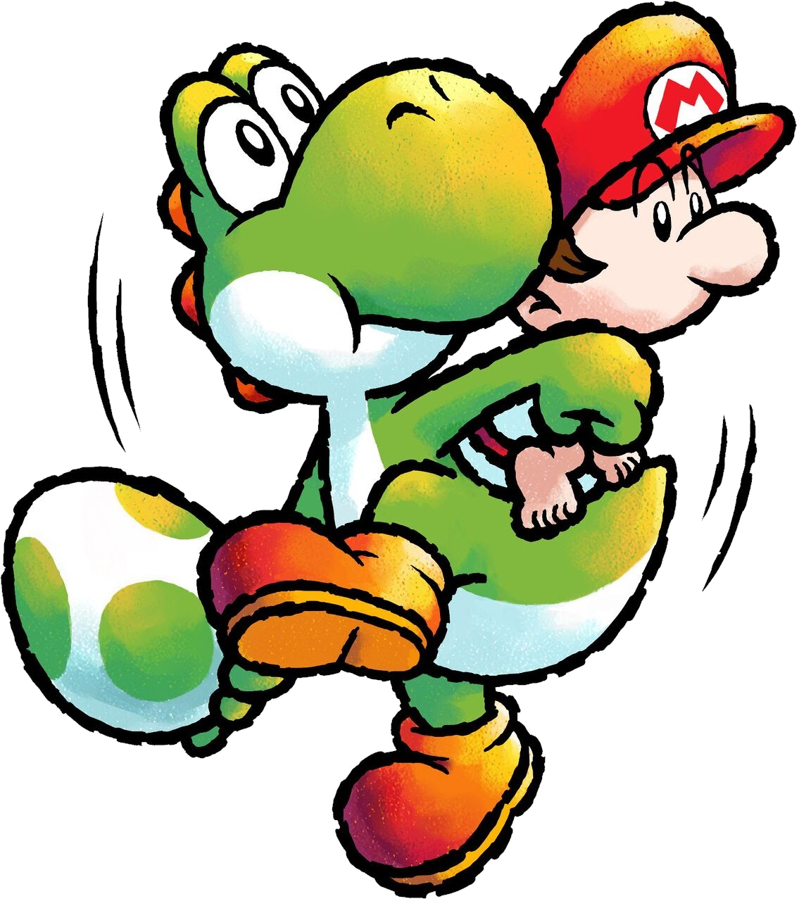 Green Yoshi & baby Mario Holding Eggs Blank Meme Template