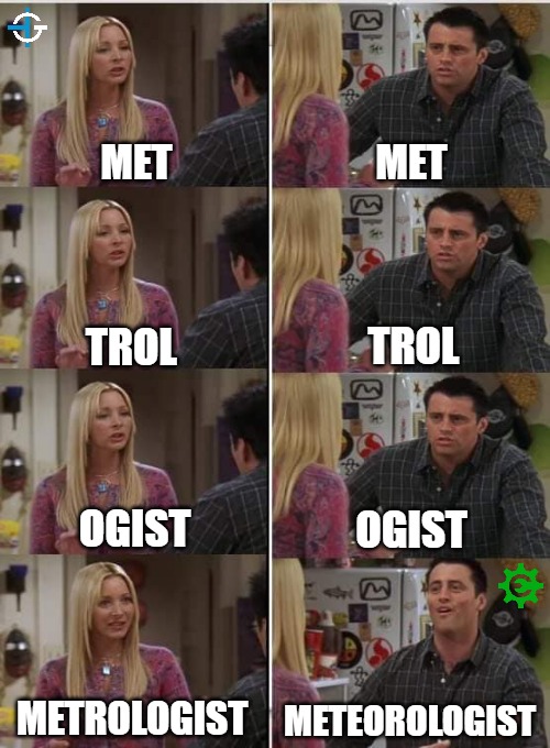 Metrologist or Meteorologist?! I can never remember... | MET; MET; TROL; TROL; OGIST; OGIST; METROLOGIST; METEOROLOGIST | image tagged in engineering,quality,production | made w/ Imgflip meme maker