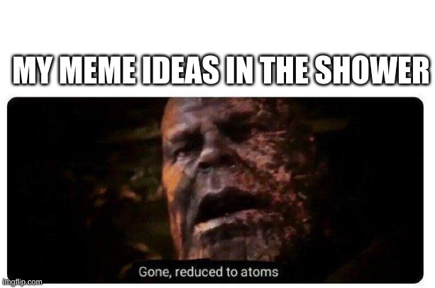 gone reduced to atoms | MY MEME IDEAS IN THE SHOWER | image tagged in gone reduced to atoms | made w/ Imgflip meme maker