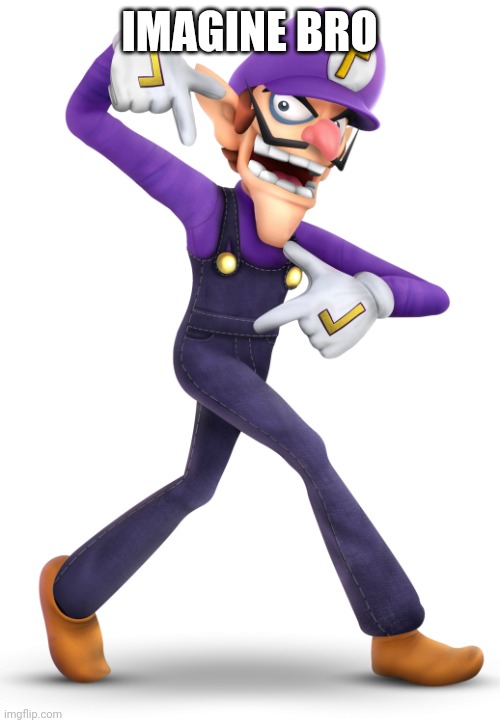 Waluigi | IMAGINE BRO | image tagged in waluigi | made w/ Imgflip meme maker