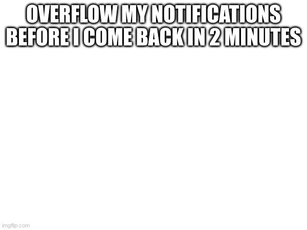 OVERFLOW MY NOTIFICATIONS BEFORE I COME BACK IN 2 MINUTES | made w/ Imgflip meme maker