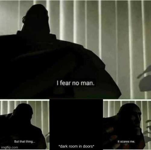 when you have no lighter or flashlight or candle or gummy flashlight | *dark room in doors* | image tagged in i fear no man | made w/ Imgflip meme maker