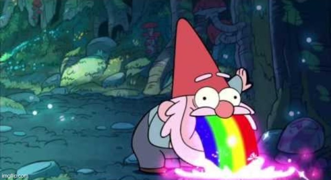 Gnome Barfing Rainbow | image tagged in gnome barfing rainbow | made w/ Imgflip meme maker