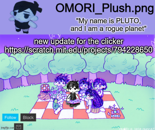 omor plush | new update for the clicker https://scratch.mit.edu/projects/794228650 | image tagged in omor plush | made w/ Imgflip meme maker