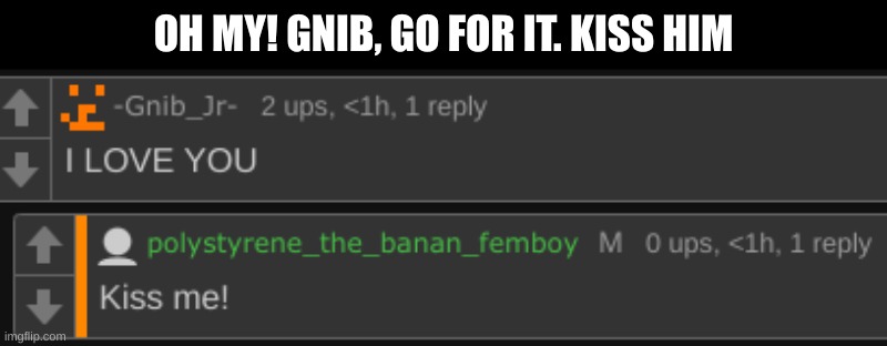 OH MY! GNIB, GO FOR IT. KISS HIM | made w/ Imgflip meme maker