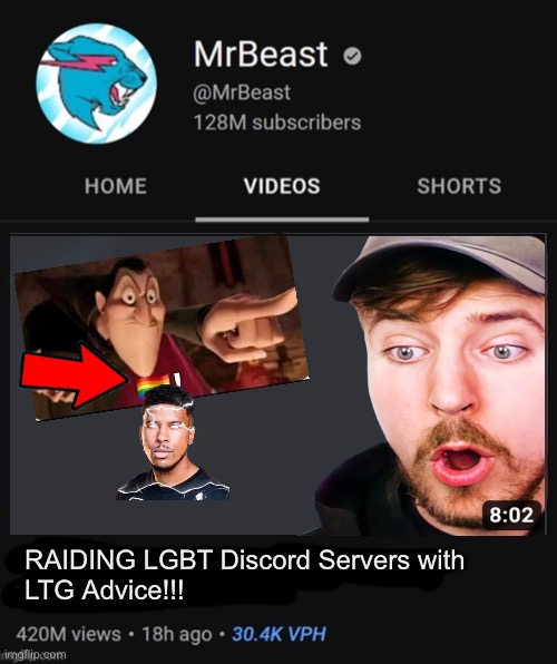 based MrBeast | RAIDING LGBT Discord Servers with
LTG Advice!!! | image tagged in mrbeast thumbnail template | made w/ Imgflip meme maker