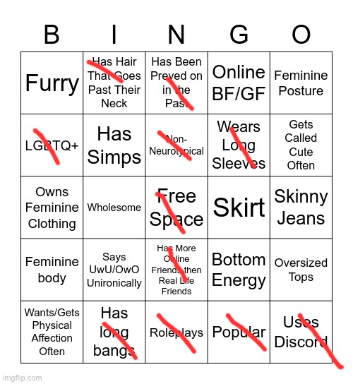 Femboy Bingo | image tagged in femboy bingo | made w/ Imgflip meme maker