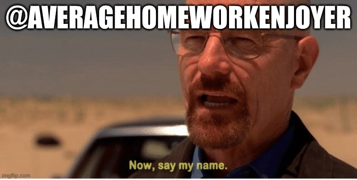 Say. My. Name. | @AVERAGEHOMEWORKENJOYER | image tagged in now say my name | made w/ Imgflip meme maker