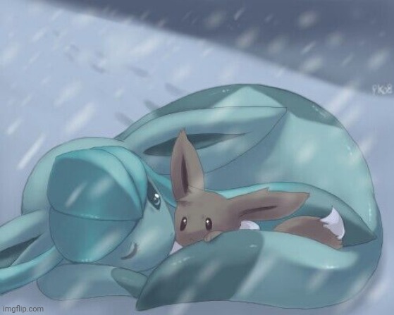 Glaceon and Eevee | image tagged in glaceon and eevee | made w/ Imgflip meme maker