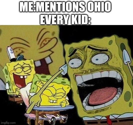 Title | ME:MENTIONS OHIO
EVERY KID: | image tagged in spongebob laughing hysterically | made w/ Imgflip meme maker