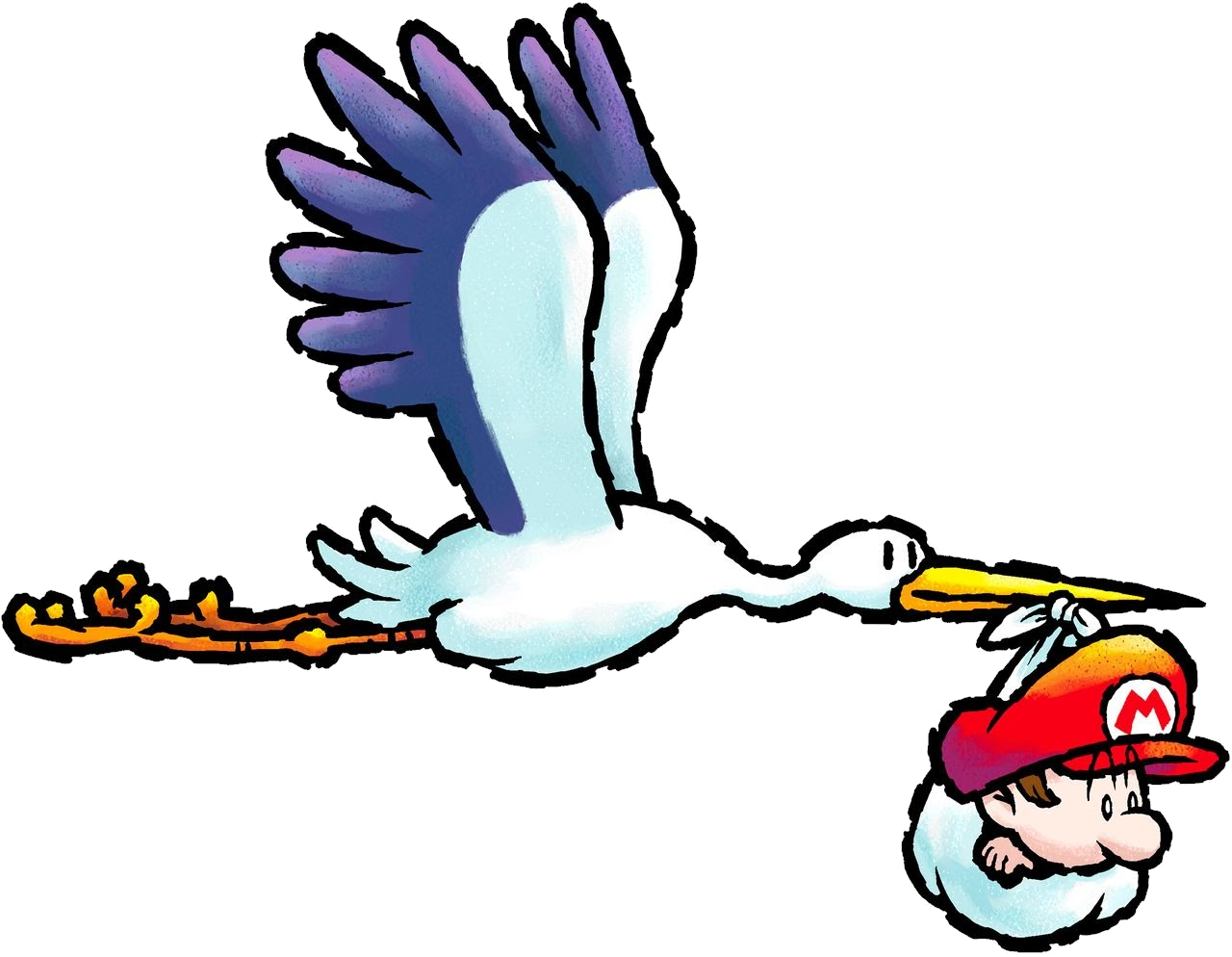 Stork & baby Mario Blank Meme Template