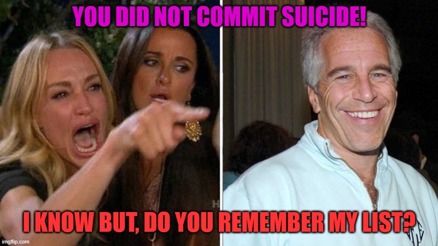 Epstein | YOU DID NOT COMMIT SUICIDE! I KNOW BUT, DO YOU REMEMBER MY LIST? | image tagged in epstein | made w/ Imgflip meme maker