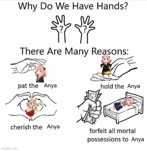Why do we have hands? (all blank) | Anya Anya Anya Anya | image tagged in why do we have hands all blank | made w/ Imgflip meme maker