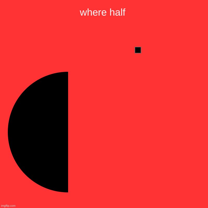 where half | | image tagged in charts,pie charts | made w/ Imgflip chart maker
