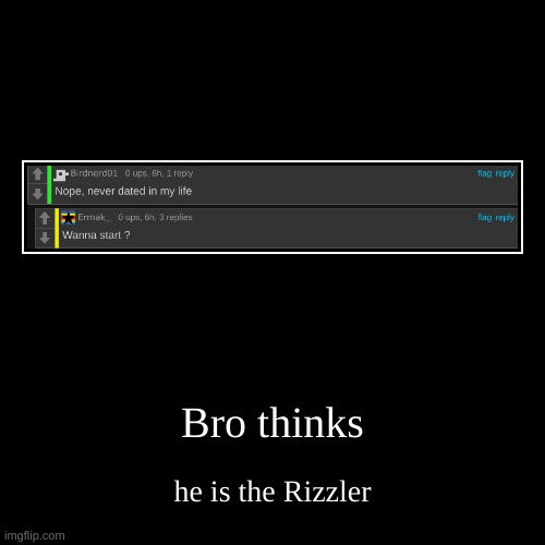 bro thinks he is the Rizzler | image tagged in funny,demotivationals | made w/ Imgflip demotivational maker