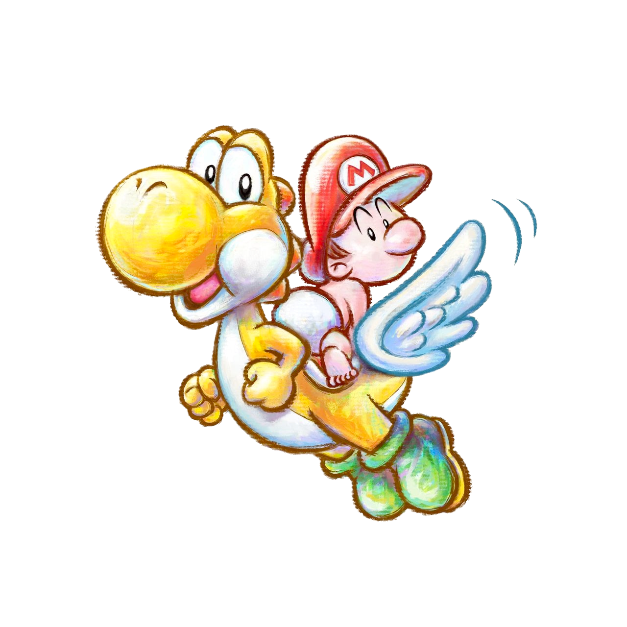 Yellow Yoshi & baby Mario Flying Wing Blank Meme Template