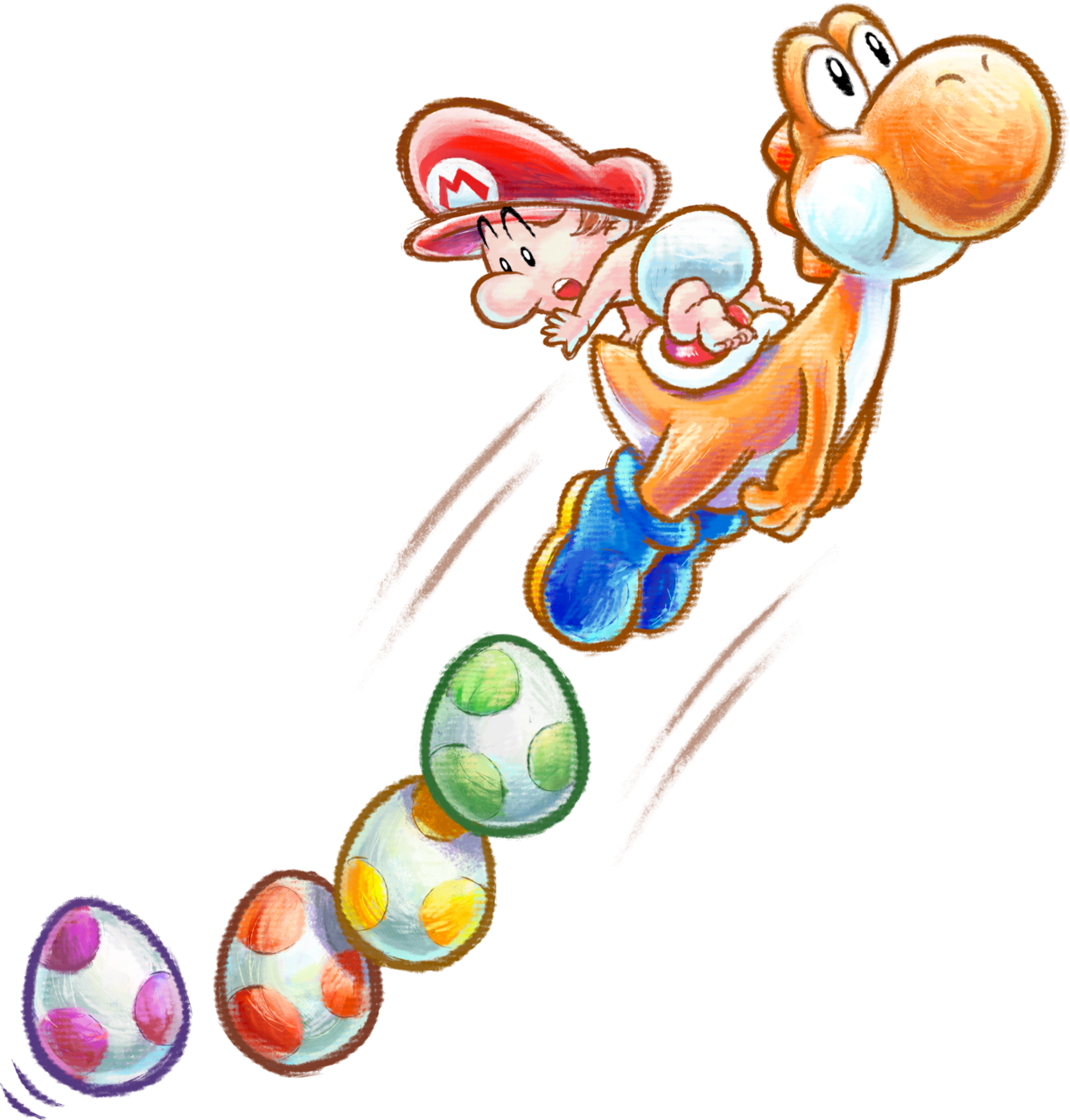 Orange Yoshi & baby Mario Jumping Blank Meme Template